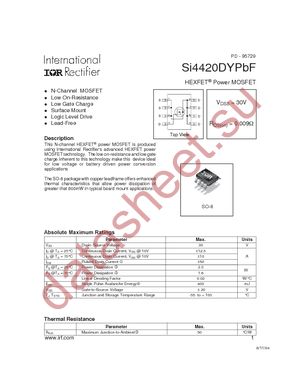 SI4420DYTRPBF datasheet  